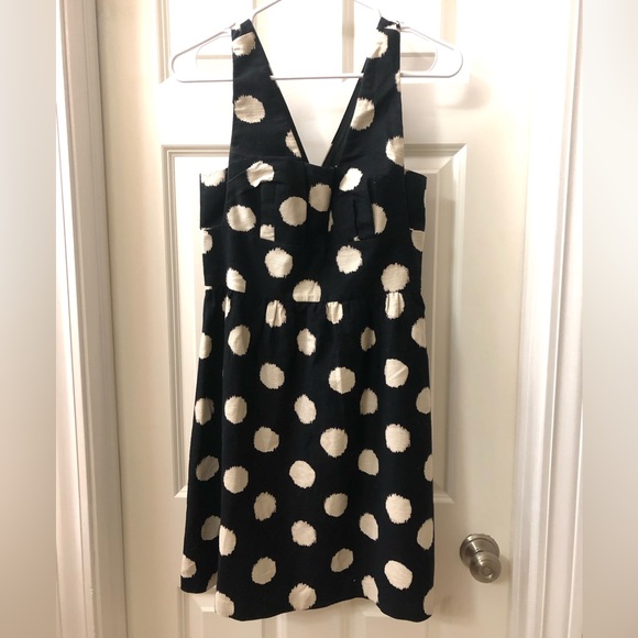 LOFT Dresses & Skirts - Ann Taylor LOFT black & white sleeveless polka dot a line dress sz 0